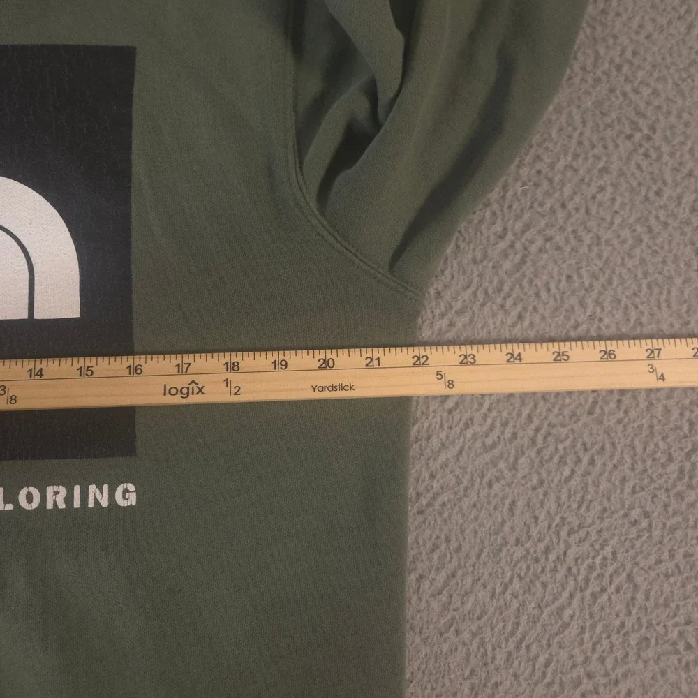 The North Face Hoodie Mens Small Green Box NSE Pullover Cotton Graphic Logo